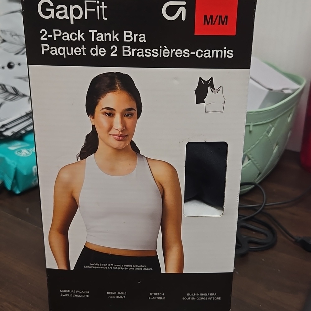 Gap Fit Size M White and Black 2 Pack of Tank Bras